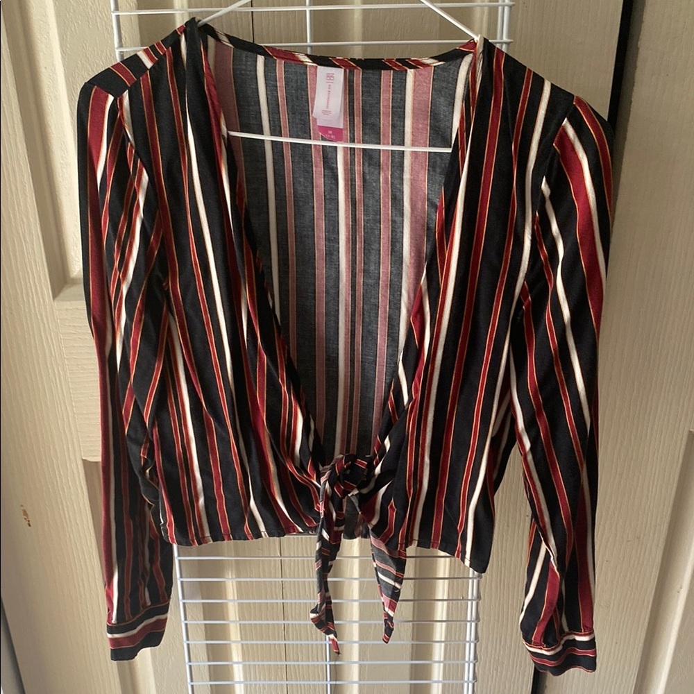Multicolor Striped Tie-Front